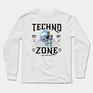 TECHNO - Techno Zone Skull (Black) Long Sleeve T-Shirt